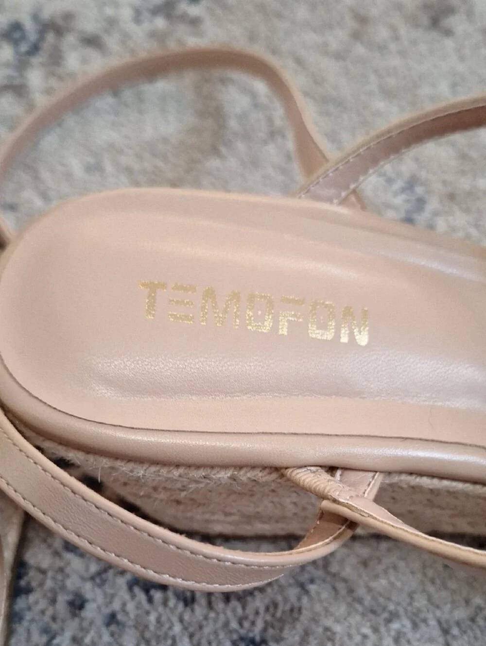 TEMOFON Nude Espadrille Wedge Sandals – Women’s Size 10